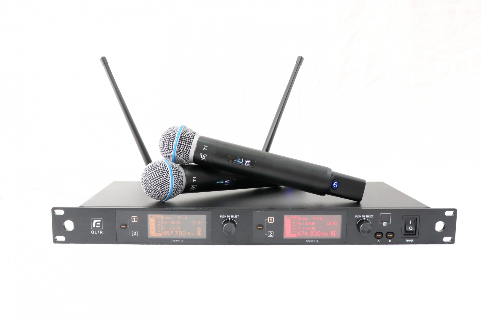 RFIntell QL7R/T1-A 651,800-683,400 МГц 2-канальная радиосистема с 2-мя ручными микрофонами в Агидели
